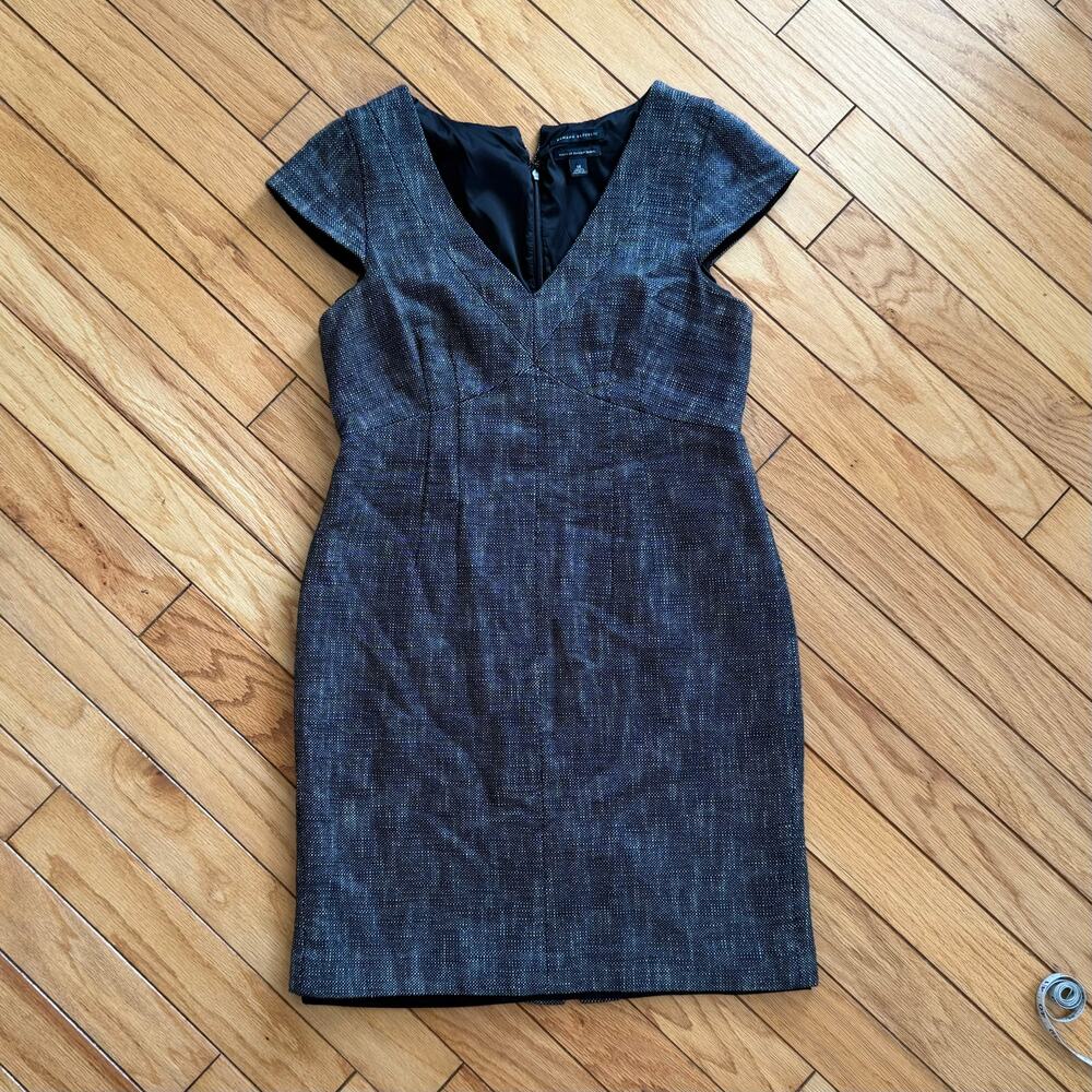 Banana Republic Black White Tweed Size 14 Cap Sleeve Italian Fabric